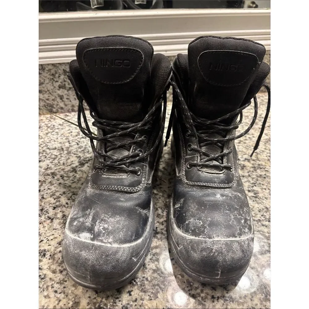 Black Men's Work Boots - Durable All-Weather Safety Boots